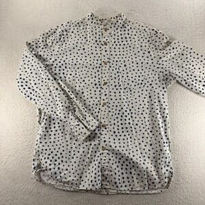 LOGG H&M Casual Shirt Mens Large Blue Dot‎ Regular Fit Button Up Long Sleeve
